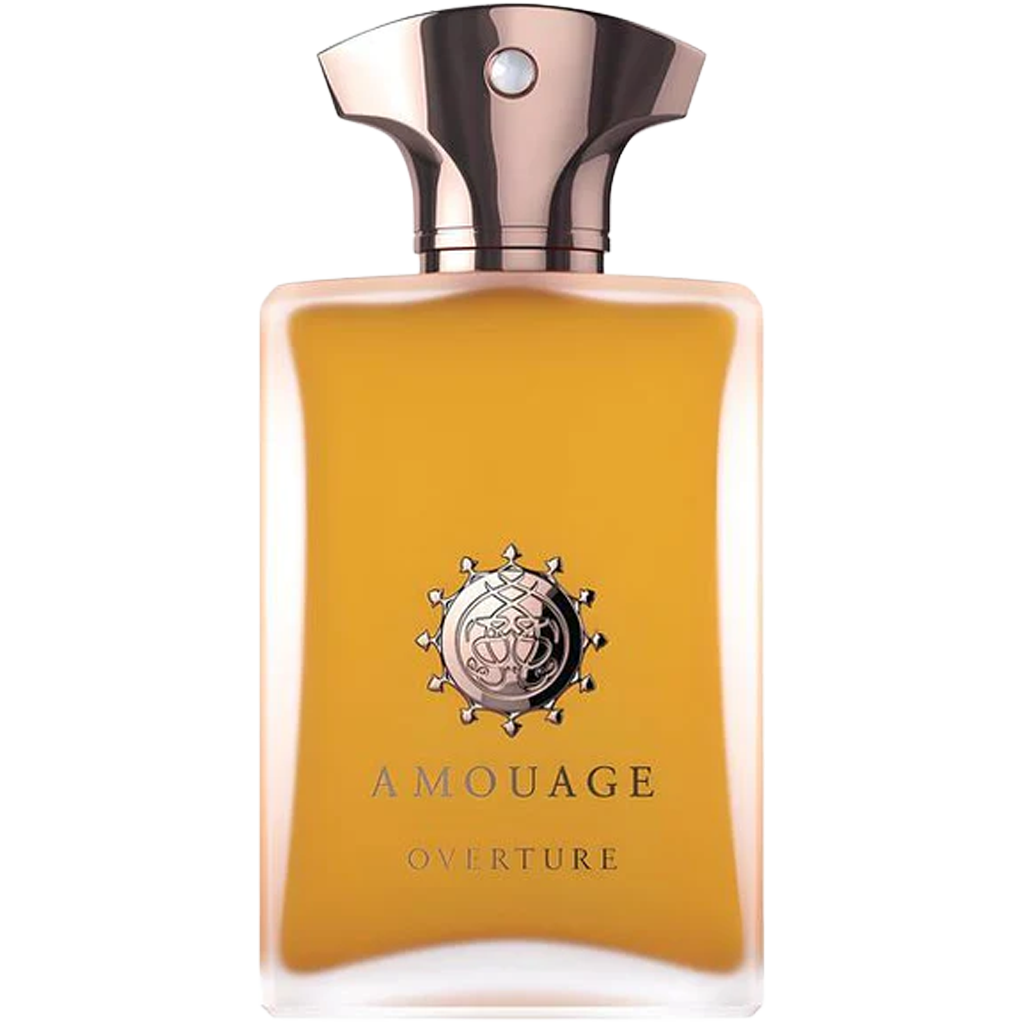 Amouage Overture perfume bottle on a white background