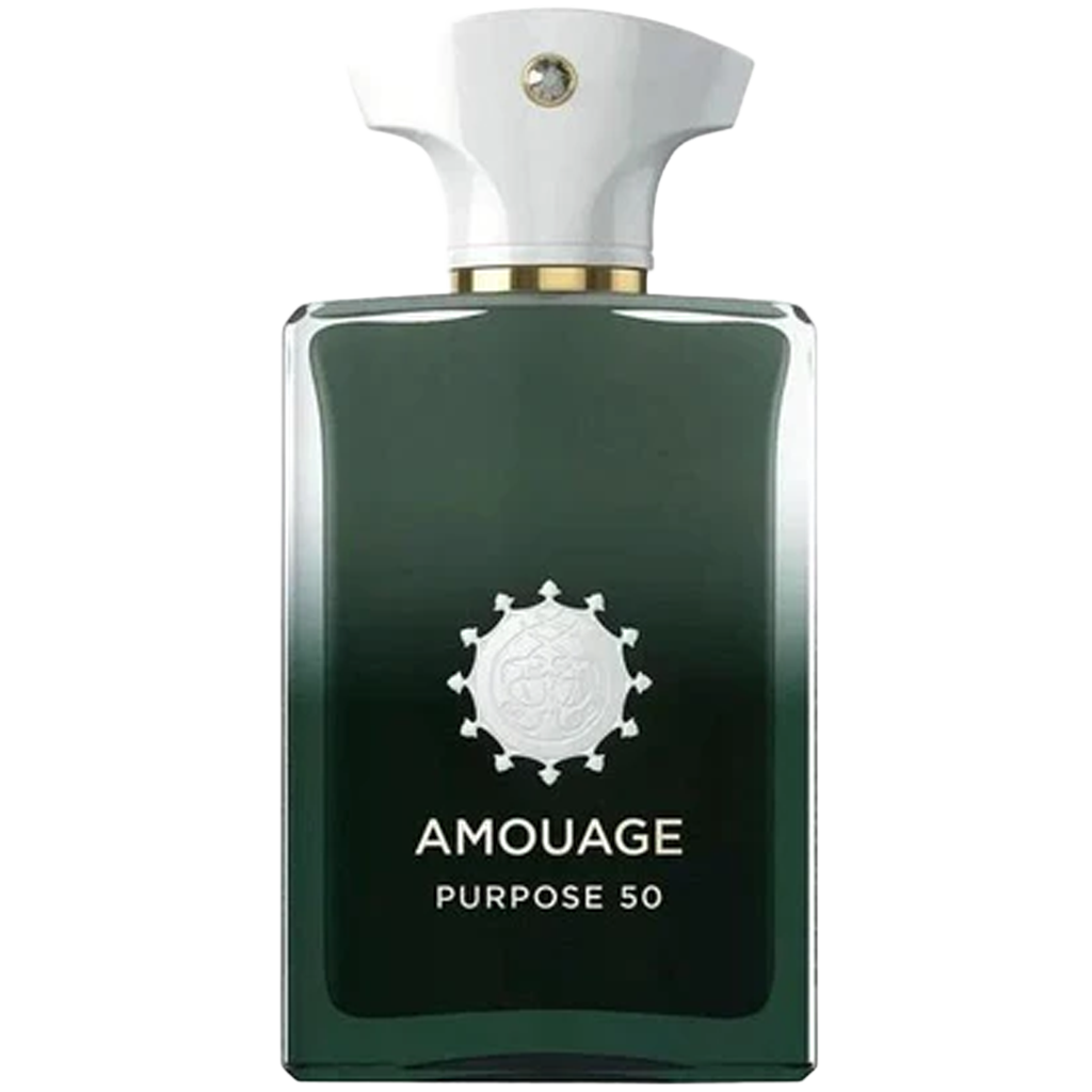Amouage Purpose 50 perfume bottle on a white background