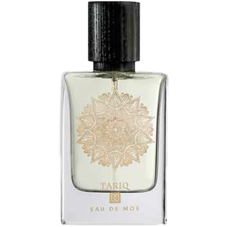 Perfume bottle with decorative label Tariq by Eau De Moe
