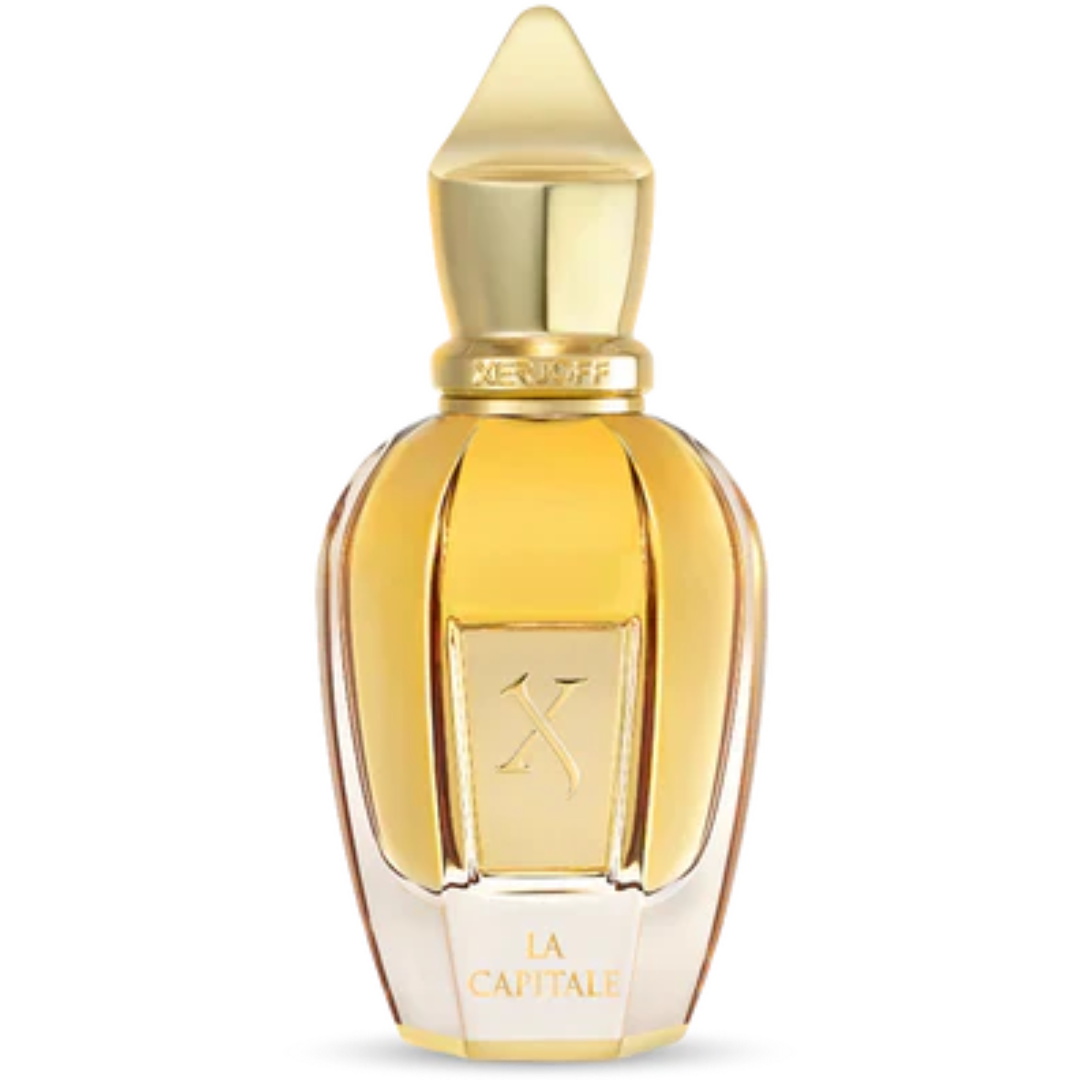 Gold perfume bottle with Xerjoff-Lacapitale