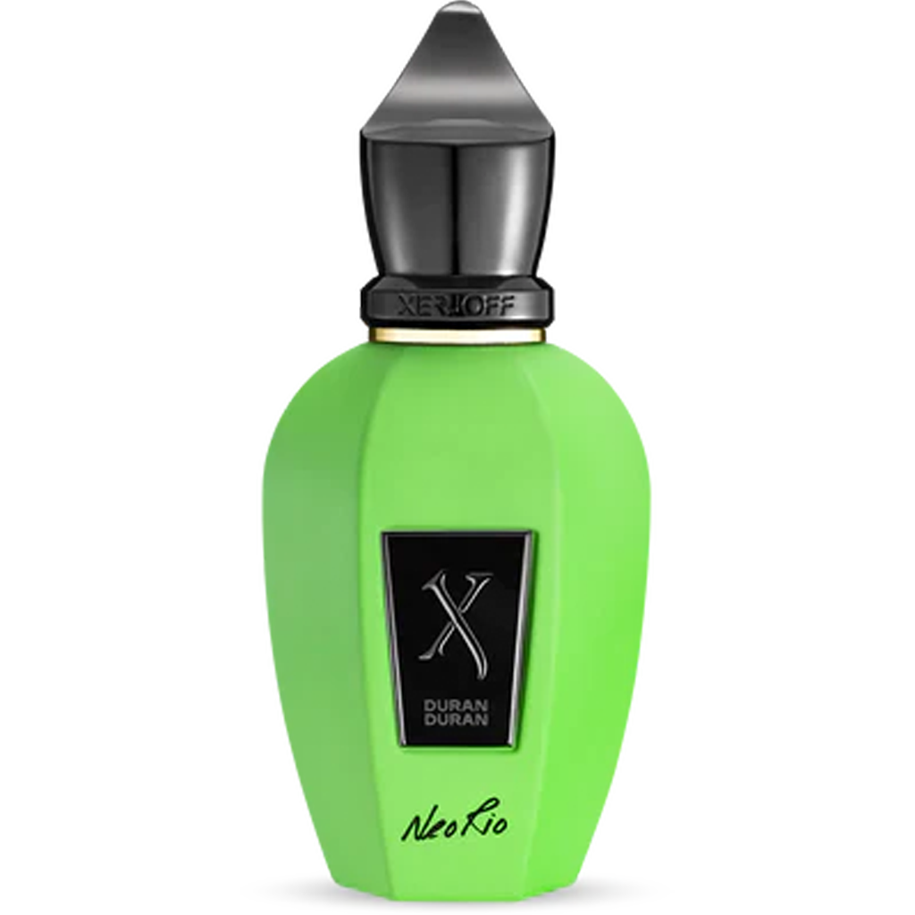 Neon Green perfume bottle with mat like silver cap