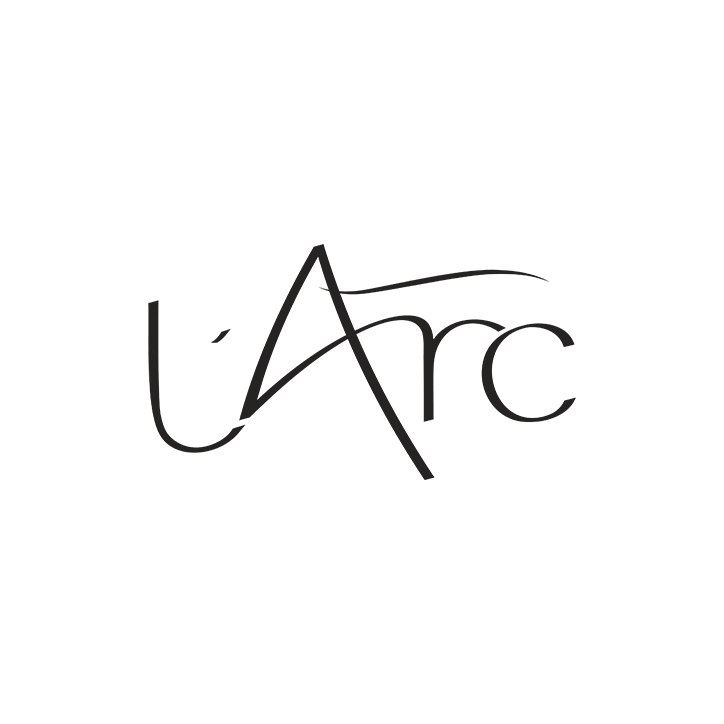 Logo of company with stylized text reading L'Arc