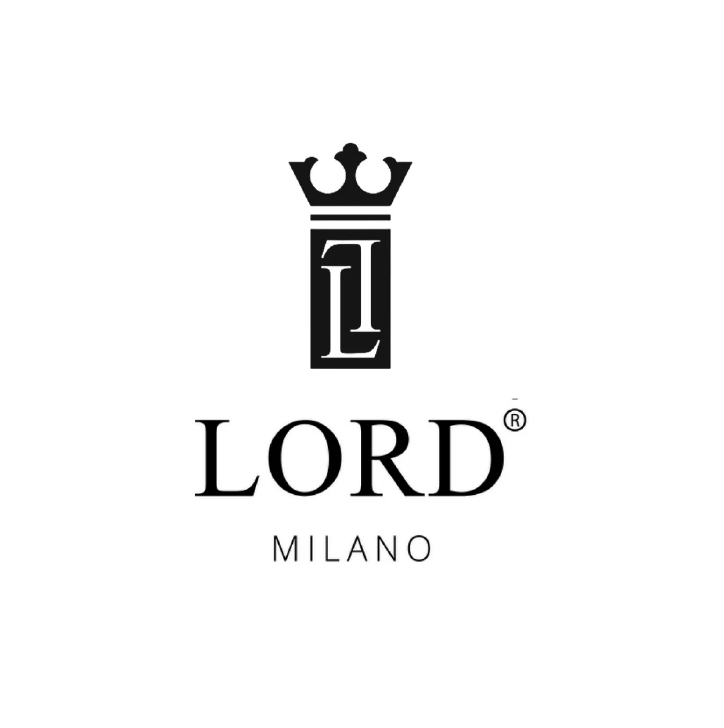 Logo of the Lord Milano brand - consisting of 2 L's one is upside down and a crown on top of both.