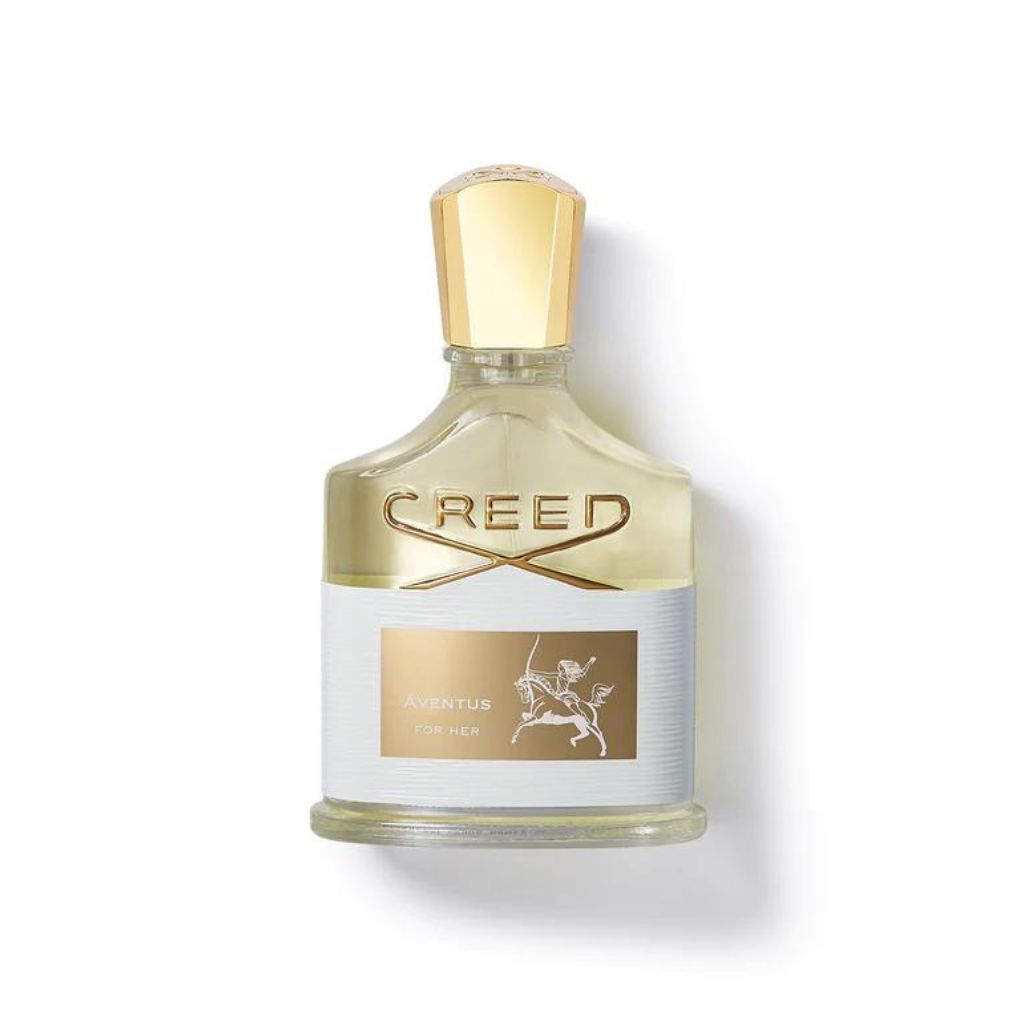 A bottle of Creed aVENTUS FOR HER, Aventus Cologne, aVENTUS FOR HIM, Green Irish Tweed, Silver Mountain Water, Millesime Imperial, Viking, Royal Oud, Original Santal, Himalaya, Pure White Cologne