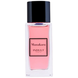 Perfume bottle with pink liquid and black cap Manakara Indult Paris