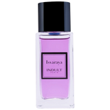 Perfume bottle with purple liquid and black cap Isvaraya Indult