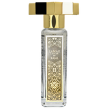 Perfume bottle with gold cap and decorative label Lamar Caviar by Kajal