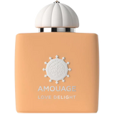 Amouage Love Delight perfume bottle yellow orange and  white cap