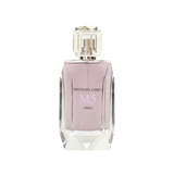 A clear, faceted bottle with light lavender liquid and a geometric cap holds M5 Eau de Parfum by Fragrapedia Haus. The elegant design hints at the opulent, seductive scent crafted by Michael Cinco.