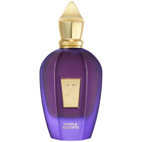 Purple perfume bottle with gold cap and accents Xerjoff-Purple-Accento