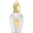 Perfume bottle with gold cap and small gold X with pic of crescent moon with the name Apollonia 