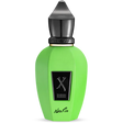 Neon Green perfume bottle with mat like silver cap 