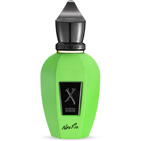 Neon Green perfume bottle with mat like silver cap 