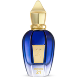 Blue perfume bottle with gold cap and X xerjoff-torino21
